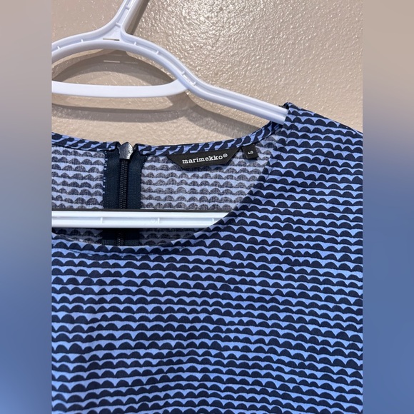 Marimekko Elma Tunic Geometric in Light Blue Long Button Sleeves Size 40/M EUC - Picture 2 of 11